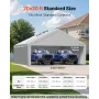 VEVOR Carport Replacement Canopy, 6 x 6 m Potable Garage Tent Top Tarp with Sidewalls, UV-Resistant & Waterproof, Heavy Duty Car
