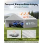 VEVOR Carport Replacement Canopy, 6 x 6 m Potable Garage Tent Top Tarp with Sidewalls, UV-Resistant & Waterproof, Heavy Duty Car