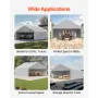 VEVOR Carport Replacement Canopy, 6 x 6 m Potable Garage Tent Top Tarp with Sidewalls, UV-Resistant & Waterproof, Heavy Duty Car