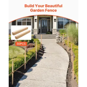 VEVOR Wooden Garden Stakes, 50 Pcs 19.05×19.05×914.4 mm Survey Grading Stakes, Garden Ground Stake with Sharp Point, Fir Wood Pl