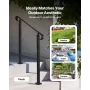 Handrails for Outdoor Steps, 2-3 Step Adjustable Height, Carbon Steel Transitional Handrail with Installation Kit, Exterior Hand