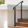 Handrails for Outdoor Steps, 2-3 Step Adjustable Height, Carbon Steel Transitional Handrail with Installation Kit, Exterior Hand
