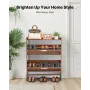 Shoe Cabinet with 2 Flip Drawers, Mid-Century Shoes Storage Cabinet with Anti-Tipping Device, Freestanding Fluted Shoe Organizer