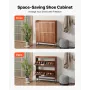 Shoe Cabinet with 2 Flip Drawers, Mid-Century Shoes Storage Cabinet with Anti-Tipping Device, Freestanding Fluted Shoe Organizer