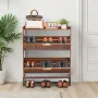 Shoe Cabinet with 2 Flip Drawers, Mid-Century Shoes Storage Cabinet with Anti-Tipping Device, Freestanding Fluted Shoe Organizer