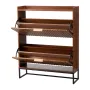 Shoe Cabinet with 2 Flip Drawers, Mid-Century Shoes Storage Cabinet with Anti-Tipping Device, Freestanding Fluted Shoe Organizer