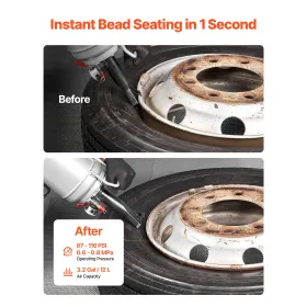 VEVOR Portable Tire Bead Seater, 3.2 Gal / 12 L Air Bead Blaster, Handheld Tire Inflator Tool, 87-116 PSI Operating Pressure, Tr