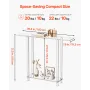 VEVOR Acrylic Console Table, 2 Tiers Narrow Side Desk with Bottom Open Storage, Modern Rectangle Acrylic End Table, Transparent 
