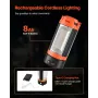 LED Work Light with Stand, 8Ah, Rechargeable Cordless Camping Light, with 3 Lamp Heads, Detachable Tripod Stand, 2200 Lumens 300