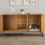 Cat Litter Box Enclosure Furniture, 120 cm Hidden Litter Box Cabinet with Scratch Pad & Storage, Waterproof Cat Washroom End Tab