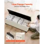 Storage Ottoman Bench, Button-Tufted End of Bed Bench with Side Bags, Flip-up Upholstered Storage Chest with Metal Frame, Linen 