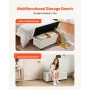 VEVOR Storage Ottoman Bench, Button-Tufted End of Bed Bench with Side Bags, Flip-up Upholstered Storage Chest with Metal Frame, 