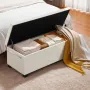 VEVOR Storage Ottoman Bench, Button-Tufted End of Bed Bench with Side Bags, Flip-up Upholstered Storage Chest with Metal Frame, 