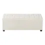 Storage Ottoman Bench, Button-Tufted End of Bed Bench with Side Bags, Flip-up Upholstered Storage Chest with Metal Frame, Linen 