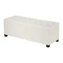 Storage Ottoman Bench, Button-Tufted End of Bed Bench with Side Bags, Flip-up Upholstered Storage Chest with Metal Frame, Linen 