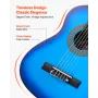 Classical Guitar, 780 mm, Wood Classical Guitar Starter Kit for Beginners, with Nylon Strings, Gig Bag, Strap, Tuner, Extra Stri