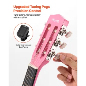 VEVOR Classical Guitar, 780 mm, Wood Classical Guitar Starter Kit for Beginners, with Nylon Strings, Gig Bag, Strap, Tuner, Extr