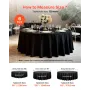 VEVOR Black Round Tablecloths 6 Pack, 120 Inches in Diameter, Stain- & Wrinkle- Resistant, Machine Washable Table Clothes, Polye