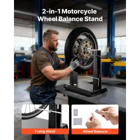 Motorcycle Wheel Balancer, 40 kg Capacity, Tire Balancer & Truing Stand with Adjustable Centering Cones and Truing Pointer, Bala