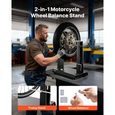 VEVOR Motorcycle Wheel Balancer, 40 kg Capacity, Tire Balancer & Truing Stand with Adjustable Centering Cones and Truing Pointer