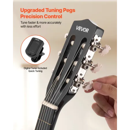 VEVOR Classical Guitar, 780 mm, Wood Classical Guitar Starter Kit for Beginners, with Nylon Strings, Gig Bag, Strap, Tuner, Extr