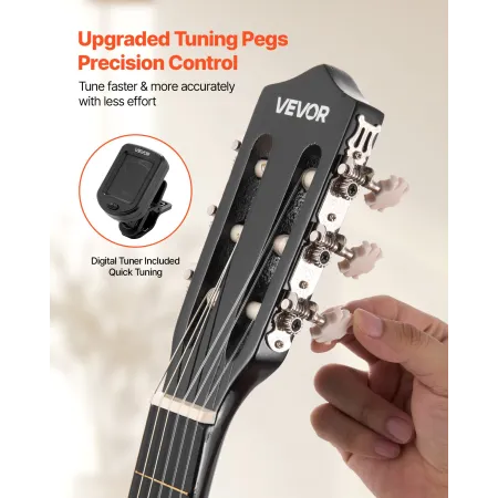 VEVOR Classical Guitar, 960 mm, Wood Classical Guitar Starter Kit for Beginners, with Nylon Strings, Gig Bag, Strap, Tuner, Extr