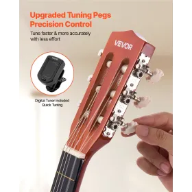 VEVOR Classical Guitar, 780 mm, Wood Classical Guitar Starter Kit for Beginners, with Nylon Strings, Gig Bag, Strap, Tuner, Extr