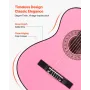 Classical Guitar, 960 mm, Wood Classical Guitar Starter Kit for Beginners, with Nylon Strings, Gig Bag, Strap, Tuner, Extra Stri