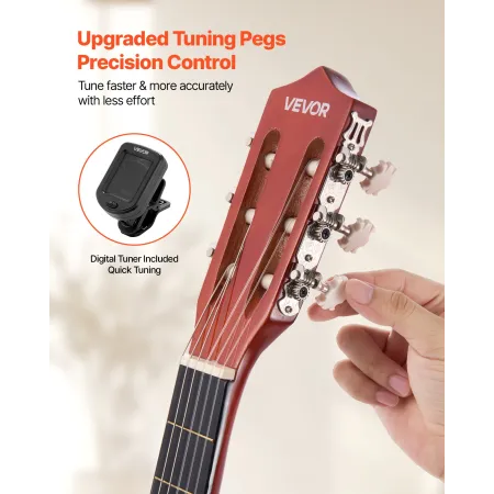 VEVOR Classical Guitar, 960 mm, Wood Classical Guitar Starter Kit for Beginners, with Nylon Strings, Gig Bag, Strap, Tuner, Extr