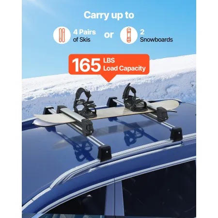 Ski & Snowboard tagbøjler, bære op til 4 par ski eller 2