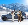Ski & Snowboard Roof Rack, Carry up to 4 Pairs of Skis or 2 Snowboards, 2 PCS Aluminum Universal Car Roof Rack with Lock & Rubbe