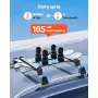 Ski & Snowboard Roof Rack, Carry up to 6 Pairs of Skis or 4 Snowboards, 2 PCS Aluminum Universal Car Roof Rack with Lock & Rubbe