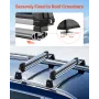Ski & Snowboard Roof Rack, Carry up to 6 Pairs of Skis or 4 Snowboards, 2 PCS Aluminum Universal Car Roof Rack with Lock & Rubbe
