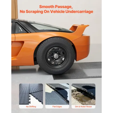 VEVOR Male Garage Floors Transition Edge Kit, 12 Edges and 4 Corners, Sturdy PVC Interlocking Modular Garage Floor Edging Slip-r