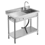 VEVOR Stainless Steel Utility Sink, Free Standing Single Bowl Commercial Kitchen Sink with Drawer, Faucet and Hot & Cold Water P