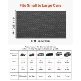 Garage Floor Roll, 1.2 x 3.05 m Garage Flooring Mat, 2.2 mm Thickened PVC Diamond Plate Floor Protector Mat with Double-sided Ta