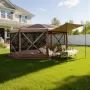 Pop up Gazebo Screen Tent, 4.57x4.57 m Large 8-Sided Camping Canopy Tent with Removable Top & Carry Bag, Quick-Set & Bite-Proof,