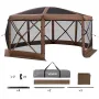Pop up Gazebo Screen Tent, 4.57x4.57 m Large 8-Sided Camping Canopy Tent with Removable Top & Carry Bag, Quick-Set & Bite-Proof,