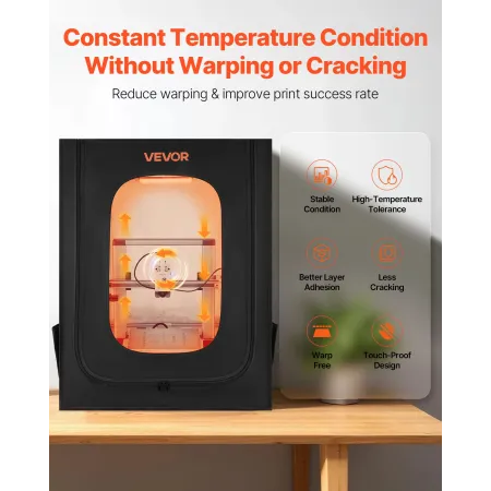 3D Printer Enclosure, Dustproof Waterproof Large Oxford Cloth 3D Printer Tent, Constant Temperature Protective Case with LED Lig