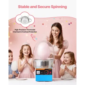 Electric Cotton Candy Machine, 1000W Electric Floss Maker With Cover, Commercial Cotton Candy Machine w/Stainless Steel Bowl & S