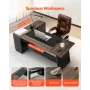 L-Shaped Executive Desk, Large Modern Office Table with Drawers and Storage Cabinet, Heavy Duty Wooden Executive Table, 158.7 KG