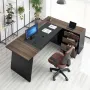 VEVOR L-Shaped Executive Desk, Large Modern Office Table with Drawers and Storage Cabinet, Heavy Duty Wooden Executive Table, 15