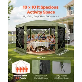 Pop up Gazebo Screen Telt, 3x3 m stort 6-sidet campingtelttelt