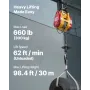 2-i-1 elektrisk hejsespil, 300 kg kapacitet, 1500 W bærbart