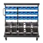 VEVOR 5-Tier Double-Sided Rolling Bin Storage Rack, 68 Plastic Bins, Dual-Sided Parts Organizer with Wheels, Mobile Tool Organiz