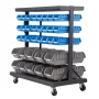 VEVOR 5-Tier Double-Sided Rolling Bin Storage Rack, 68 Plastic Bins, Dual-Sided Parts Organizer with Wheels, Mobile Tool Organiz