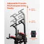 VEVOR Pull Up Bar, 150kg Power Tower Dip Station, Workout Dip Station with H-Shaped Stable Base & Assistance Platform, Adjustabl