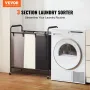 3-Section Laundry Basket, Heavy Duty Laundry Hamper Storage Organizer, Laundry Sorter Cart with Heavy Duty Lockable Wheels for D