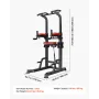 VEVOR Pull Up Bar, 150 kg Power Tower Dip Station, Workout Dip Station med H-formet stabil base og Assistance Platform,