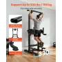 Pull Up Bar, 150kg Power Tower Dip Station, Workout Dip Station with H-Shaped Stable Base & Back Pad, Adjustable 12 Level Height
